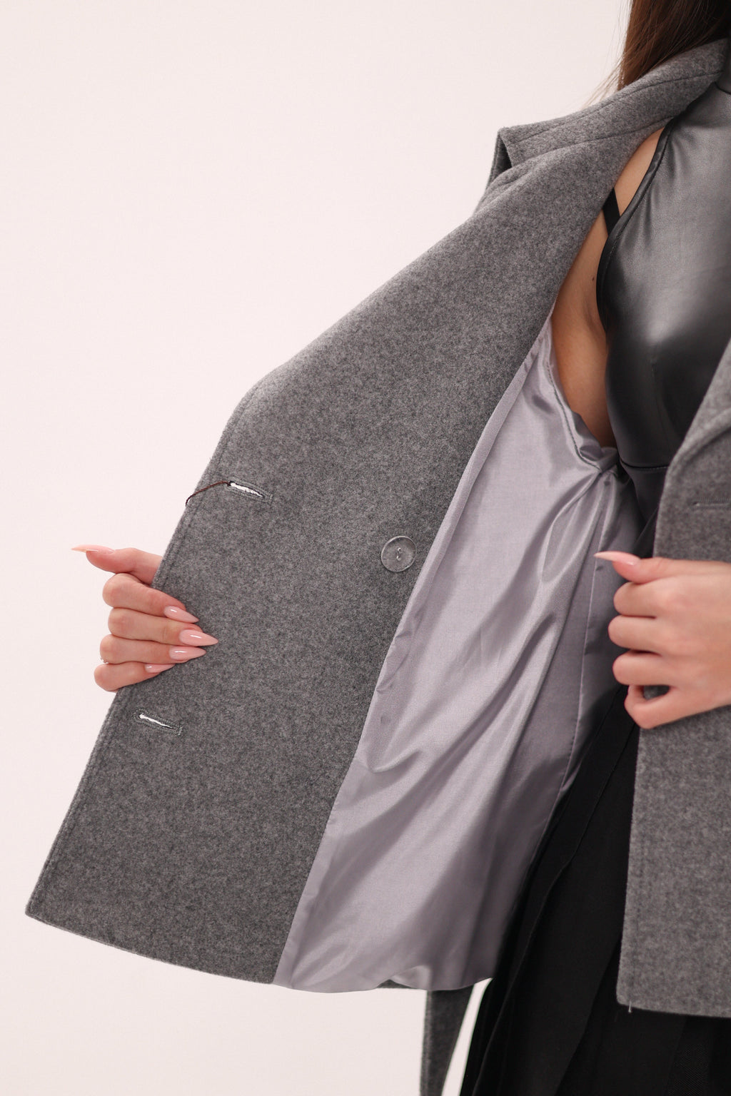 Megan Tailored Wool Blend Coat in Grey