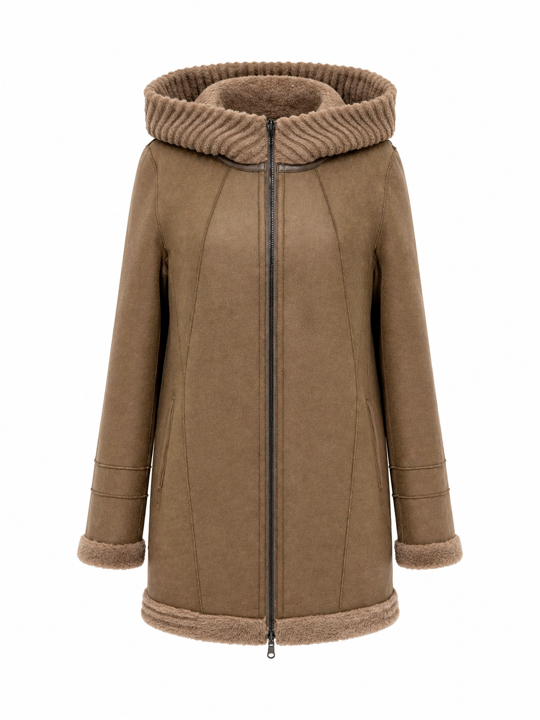 ⇆ Reversible Faux Fur & Suede Jacket with Hood