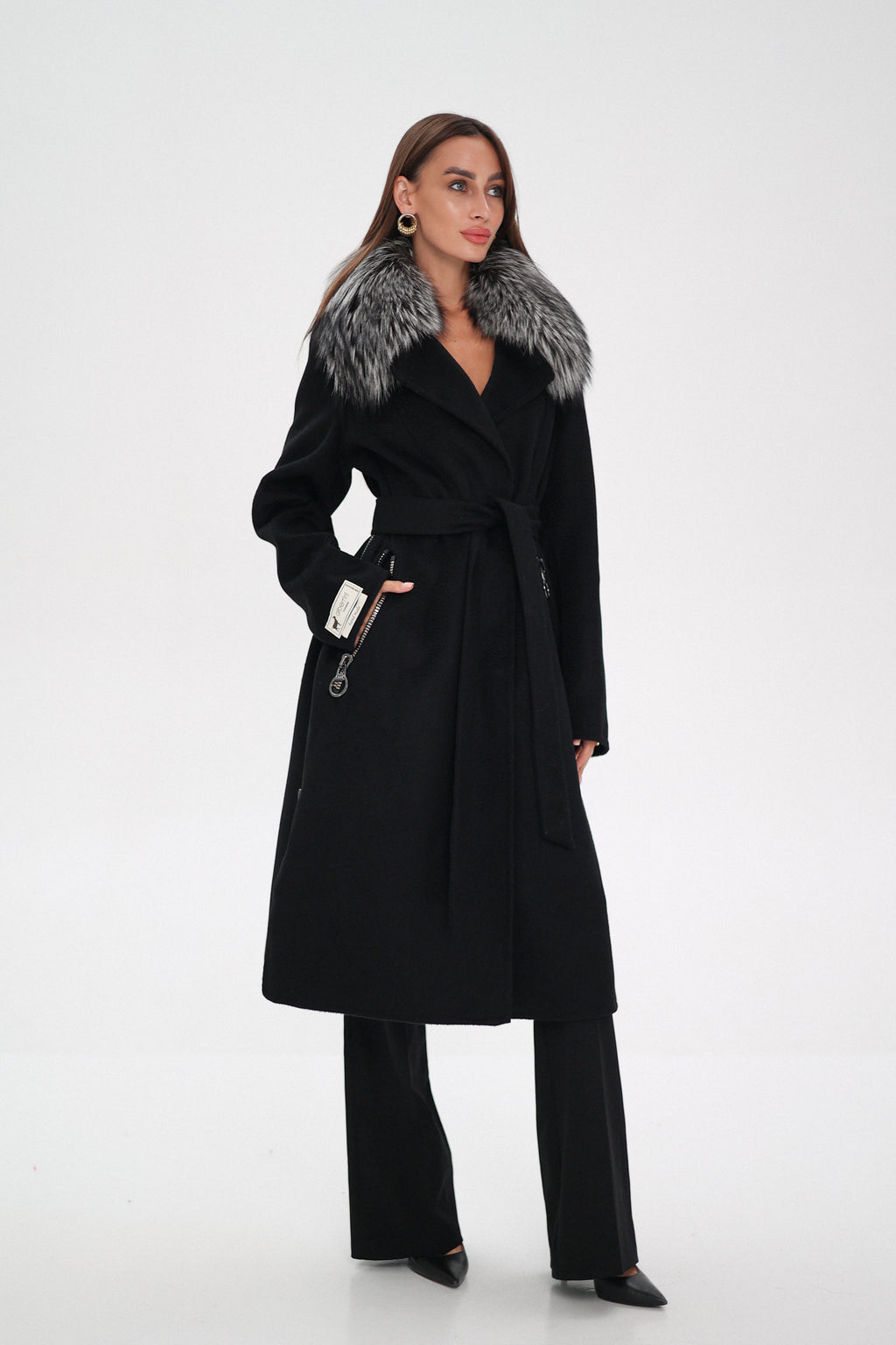 Saga®Furs Silver Fox Wool Alpaca Coat