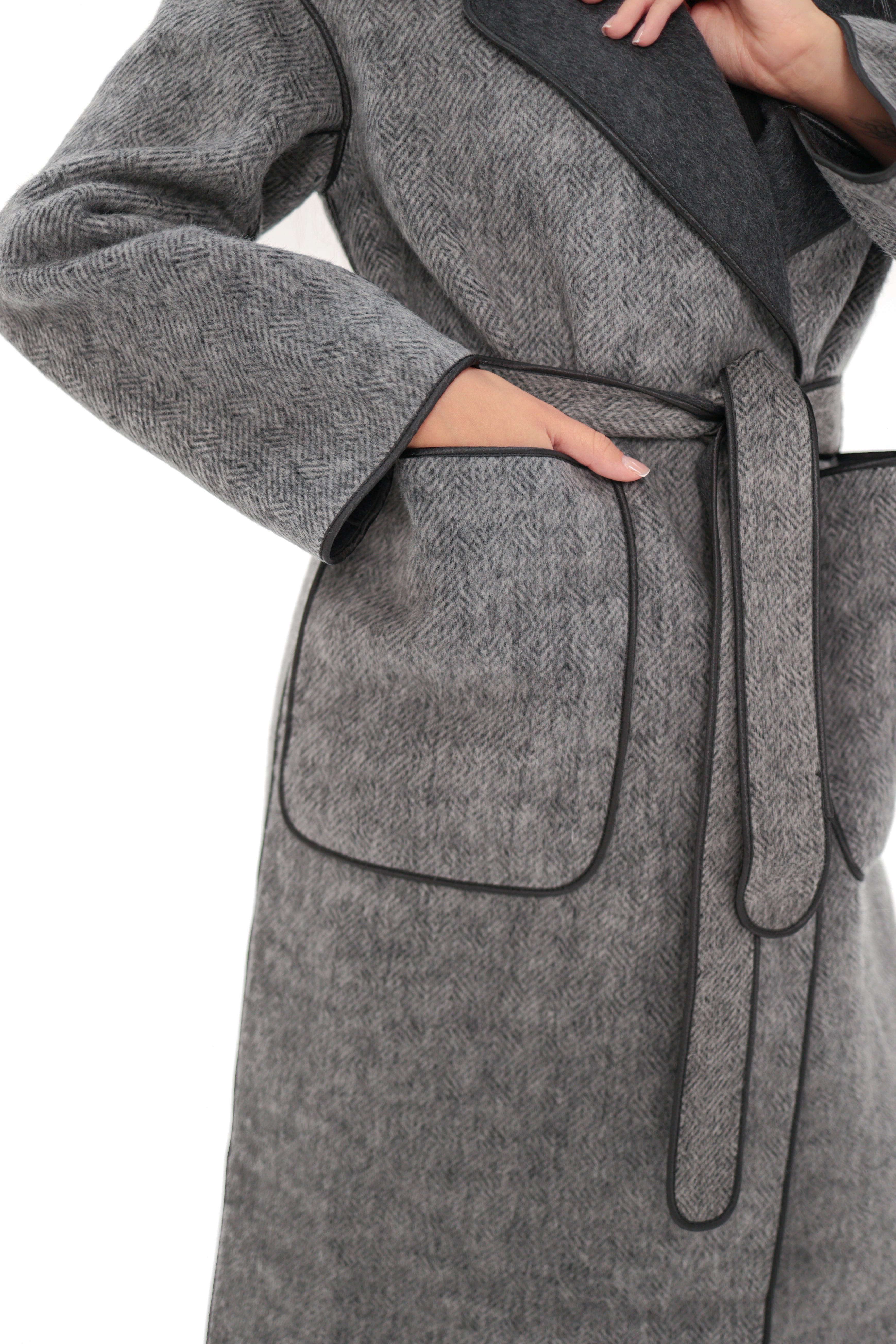 Genuine Silver Fox Virgin Wool Coat
