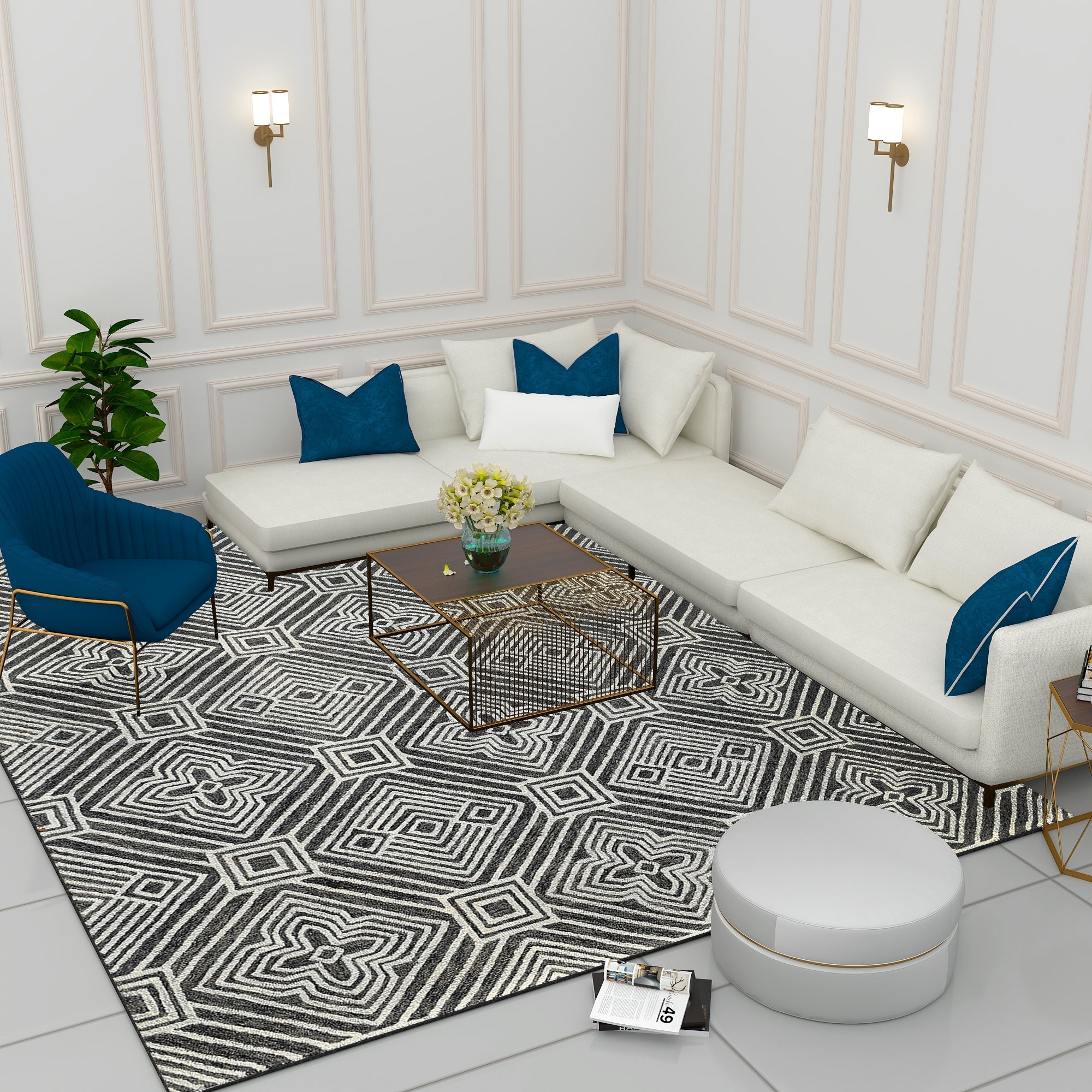 Premium Hand-Tufted Rug Made of 100% Wool  - Echos - 8x10 Feet