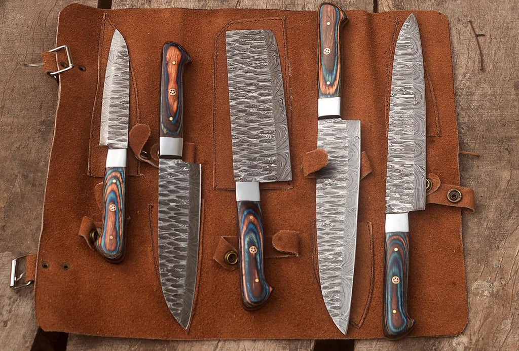 Custom Handmade Damascus Steel Knives Set (8” to 13”)