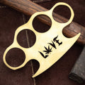 Handmade Engraved Sylo Couple Brass Knuckle with Belt Loop Leather Case - Solid Brass Knuckle for Self Defense
