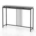 Entrance Couch Table with Narrow Faux Marble Top for Living Room and Hallway-Black