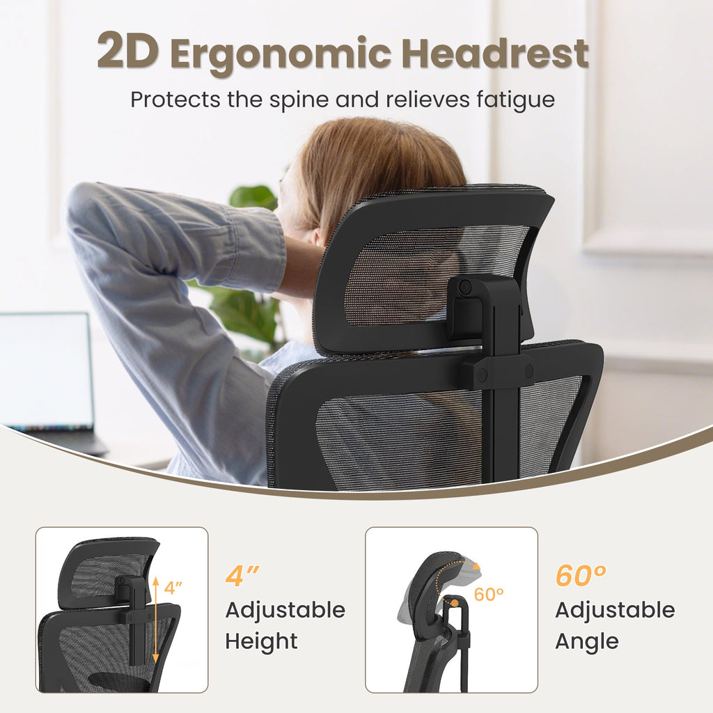Ergonomic Mesh Office Chair with Adjustable Lumbar Support and Flip-up Armrests-Black