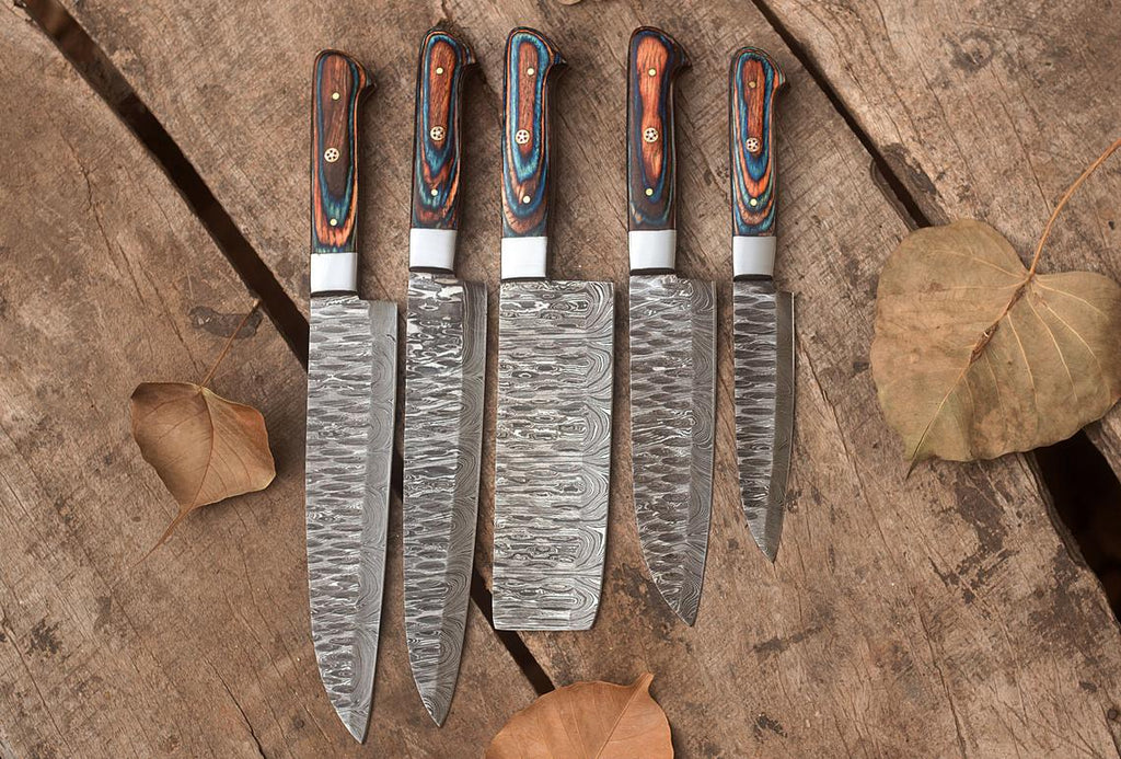 Custom Handmade Damascus Steel Knives Set (8” to 13”)