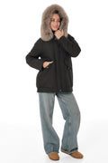Genuine Polar Fox Camel Wool Blend Coat