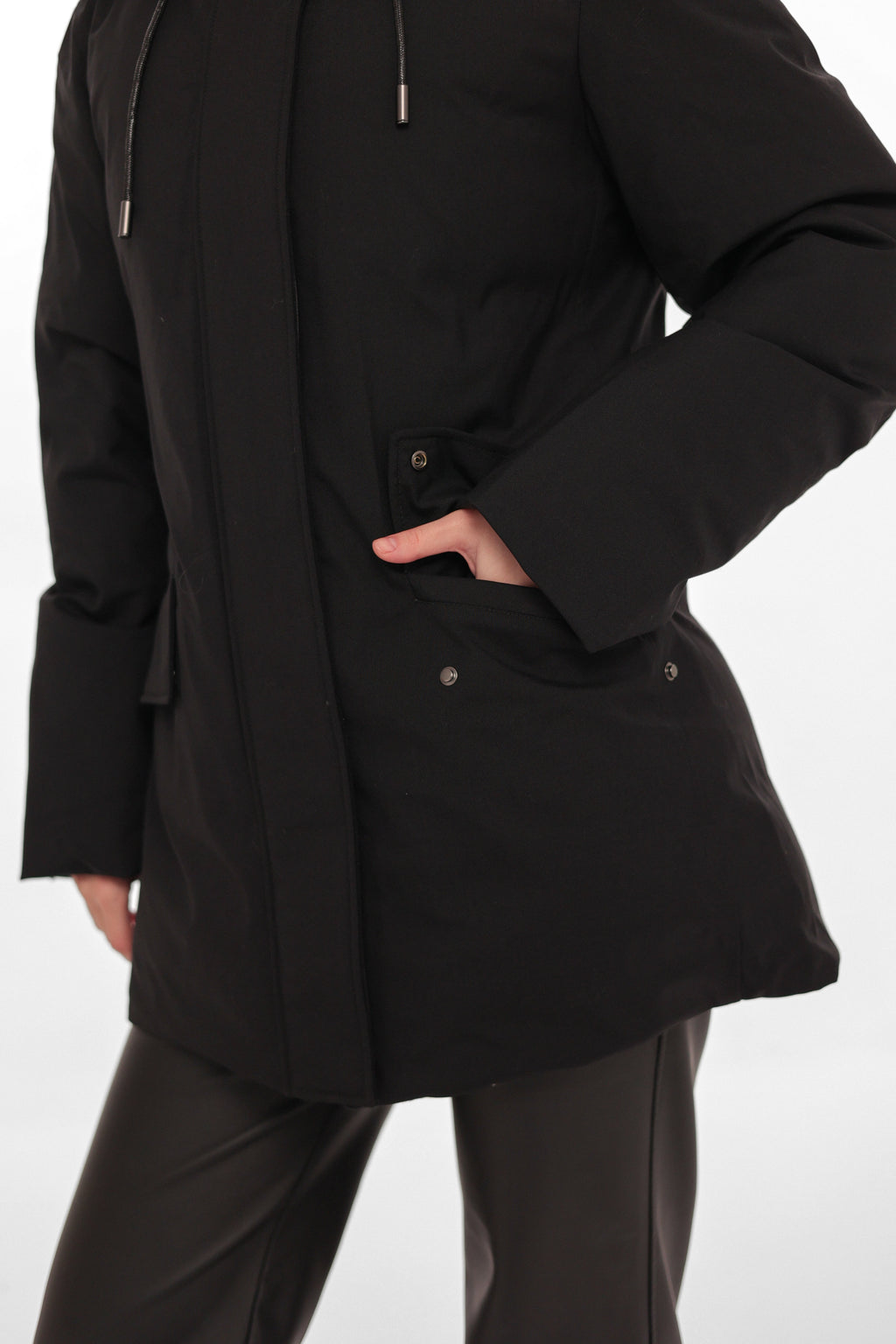 Onyx Genuine Fox Fur Vest-Lined Wool Blend Parka