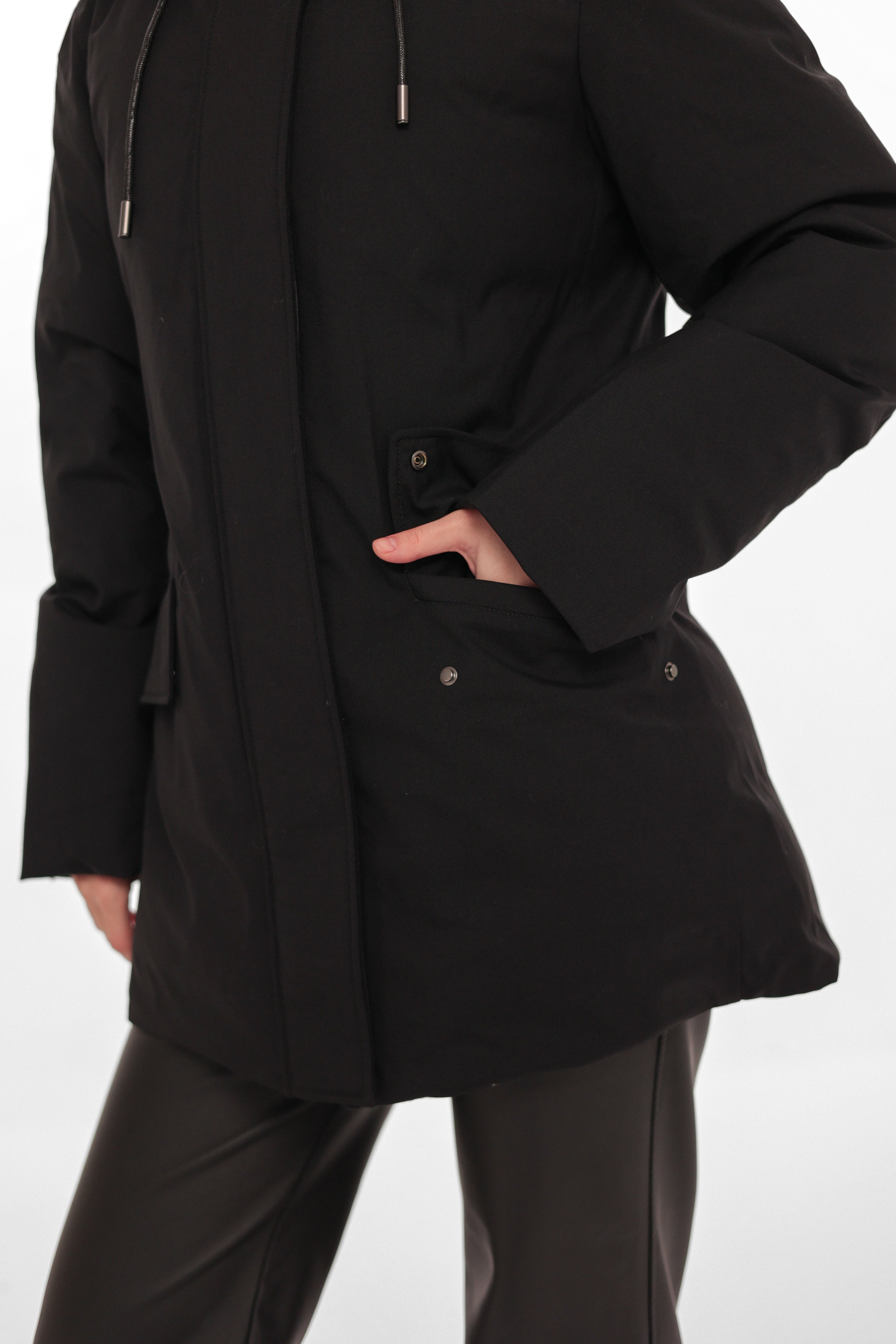 Onyx Genuine Fox Fur Vest-Lined Wool Blend Parka