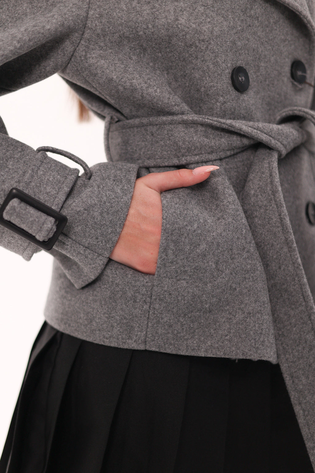 Megan Tailored Wool Blend Coat in Grey