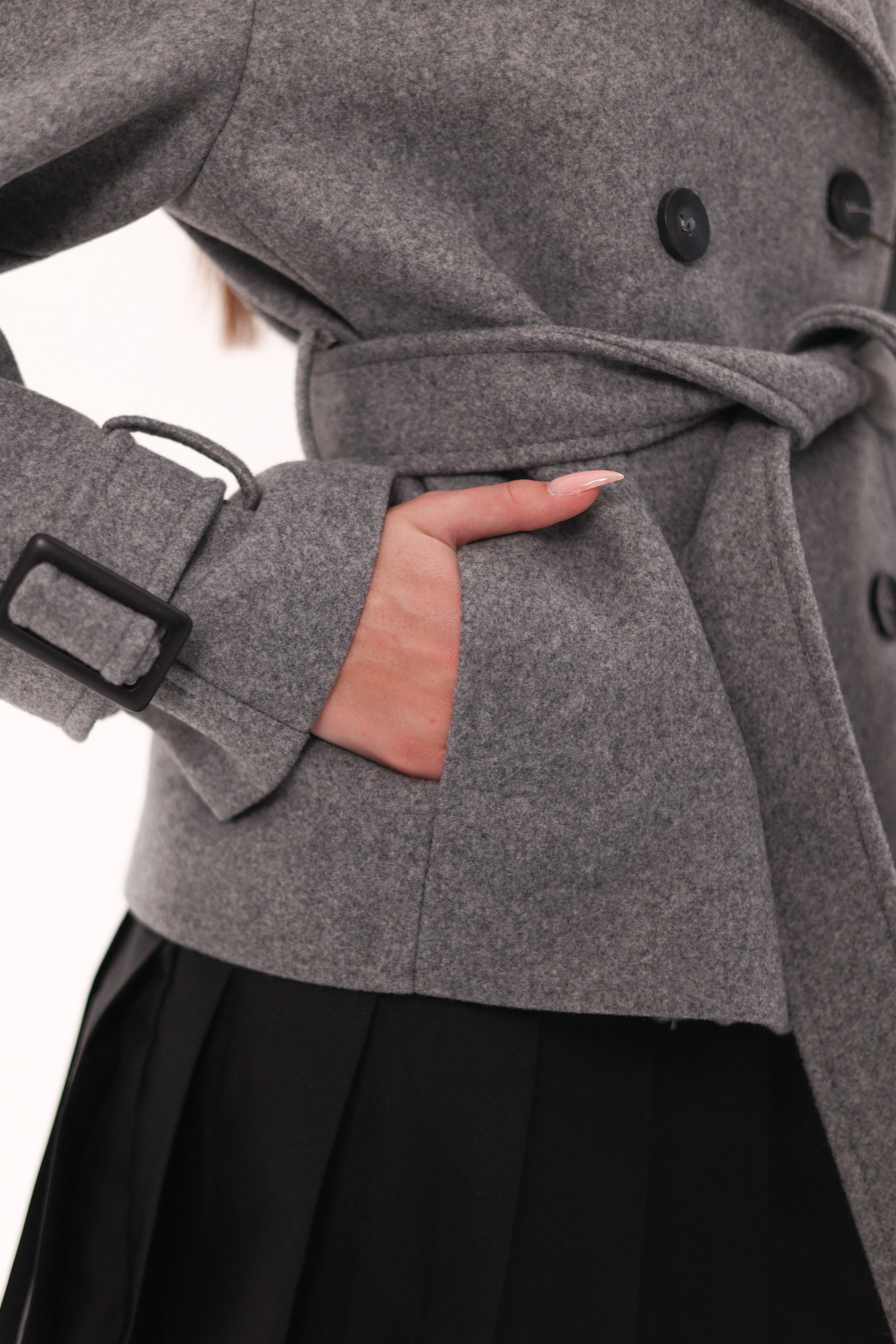 Megan Tailored Wool Blend Coat in Grey