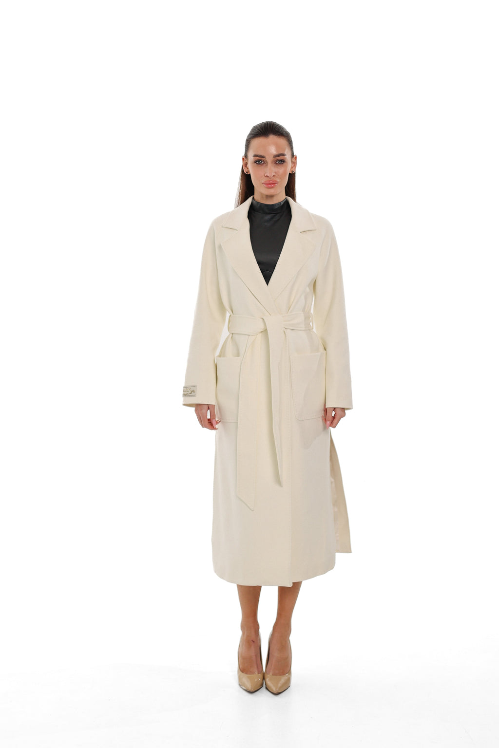 Estelle Classic Cashmere Wool Blend Overcoat in Ivory