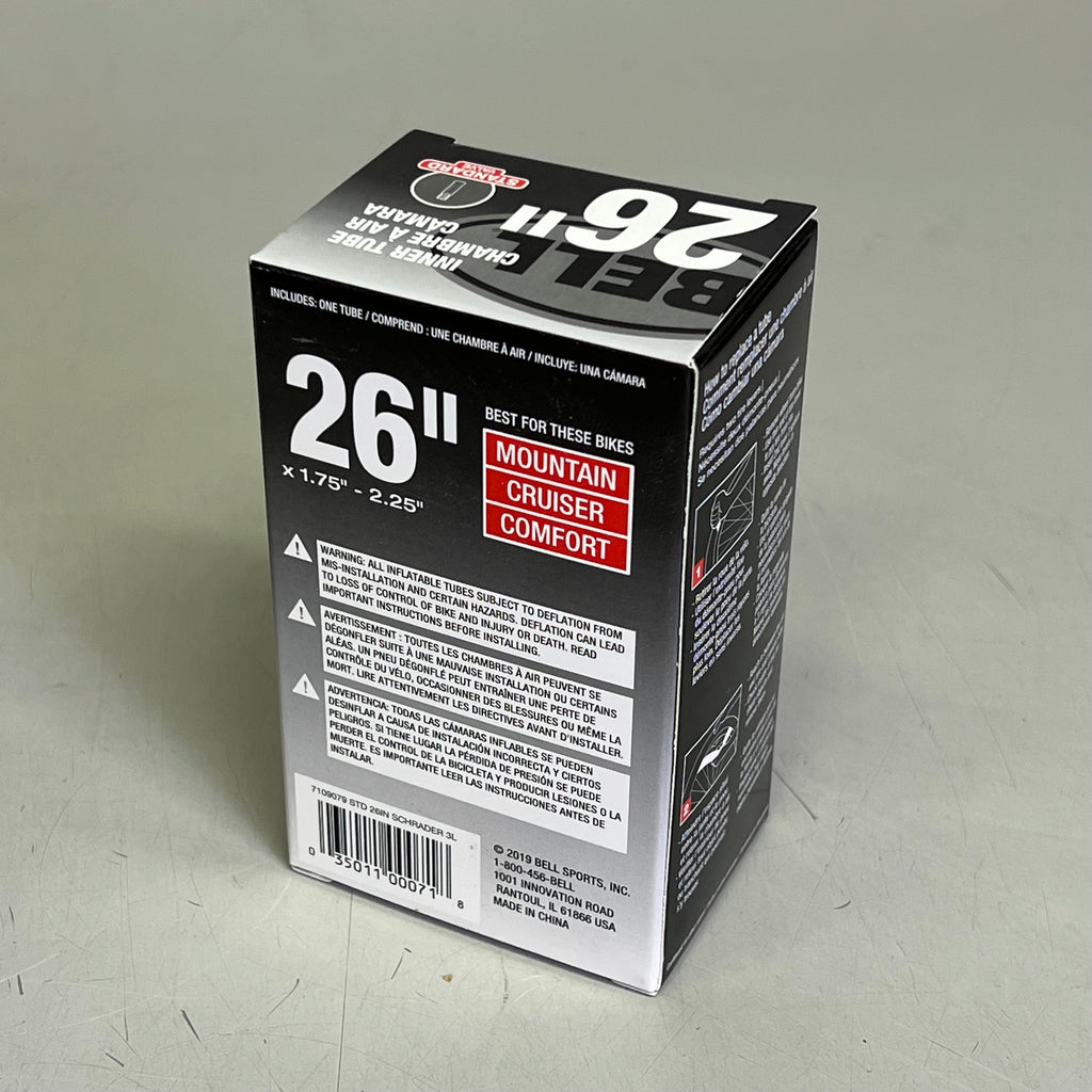 BELL (6 PACK) Bicycle Inner Tube Standard Valve 26" 1.75"-2.25" Black 7109079