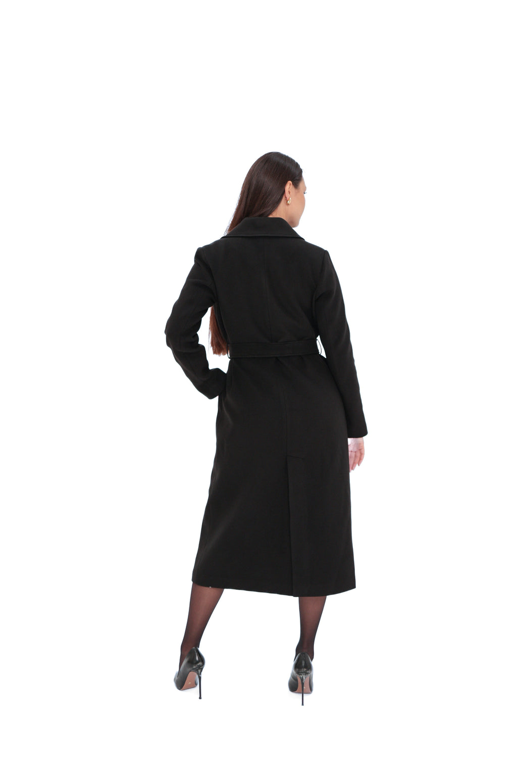 Justine Cashmere Blend Overcoat in Black, 100cm