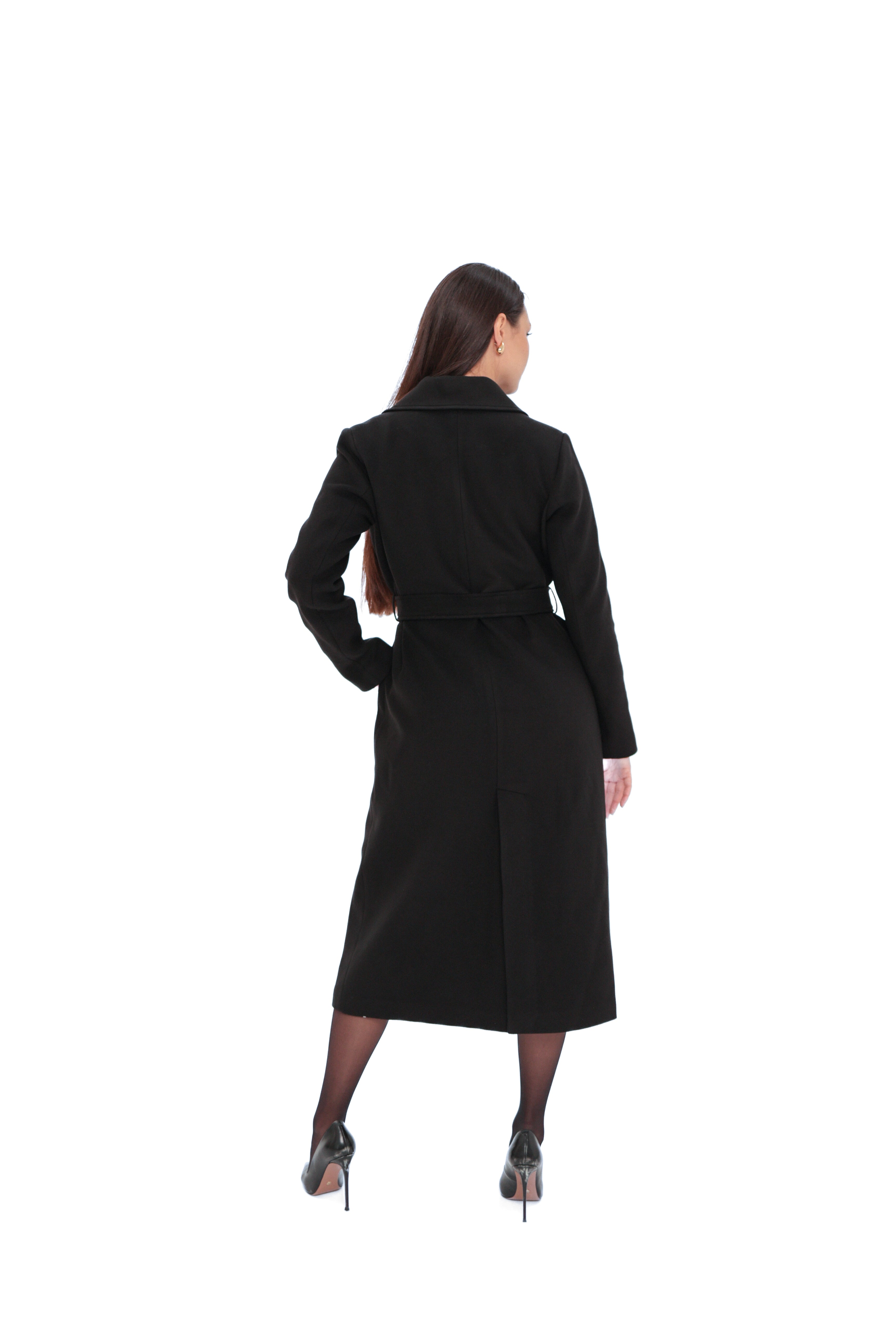 Justine Cashmere Blend Overcoat in Black, 100cm