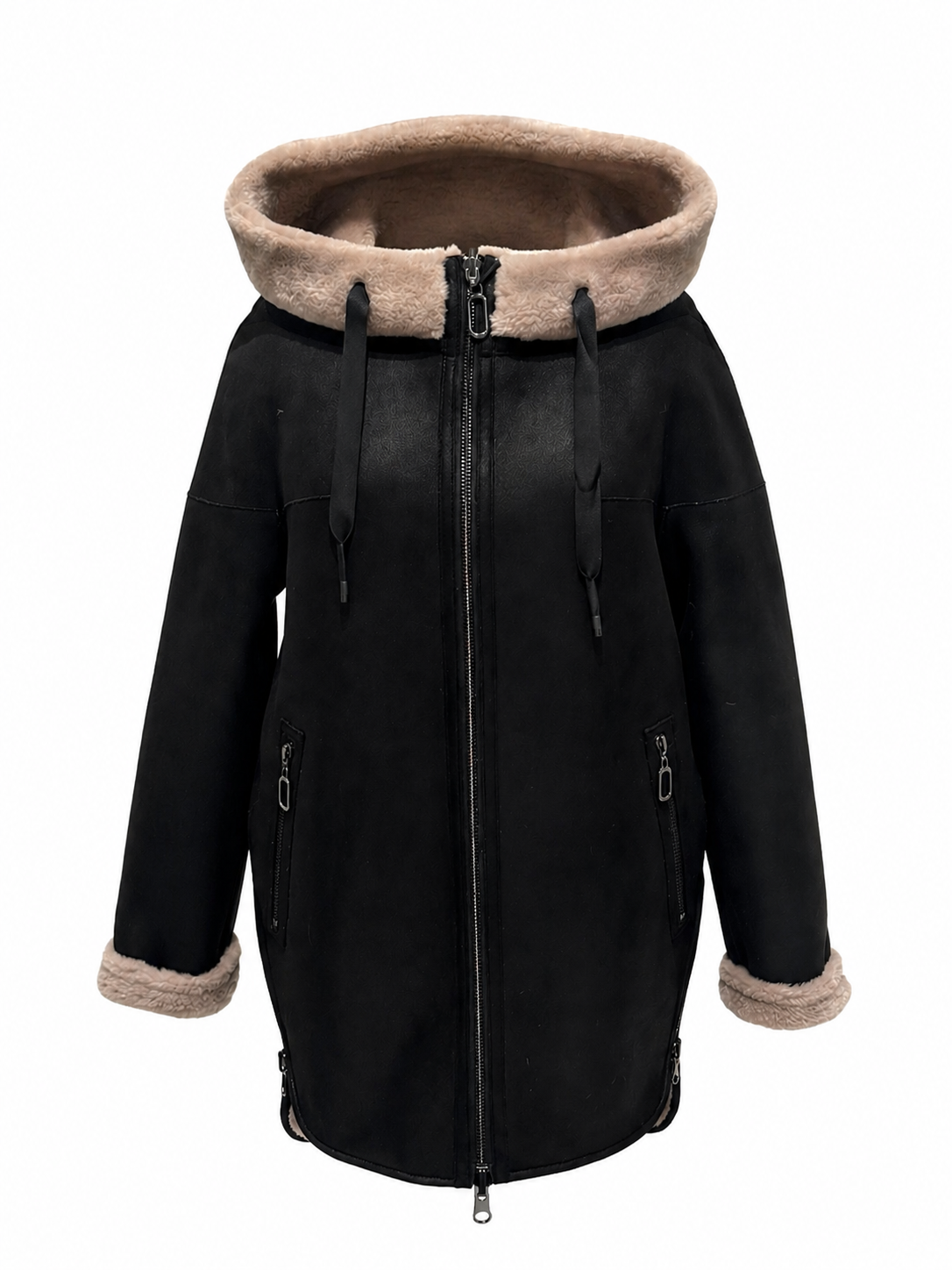 ⇆ Reversible Faux Shearling Hooded Coat