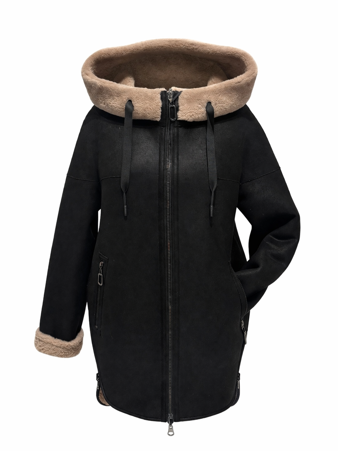 ⇆ Reversible Faux Shearling Hooded Coat