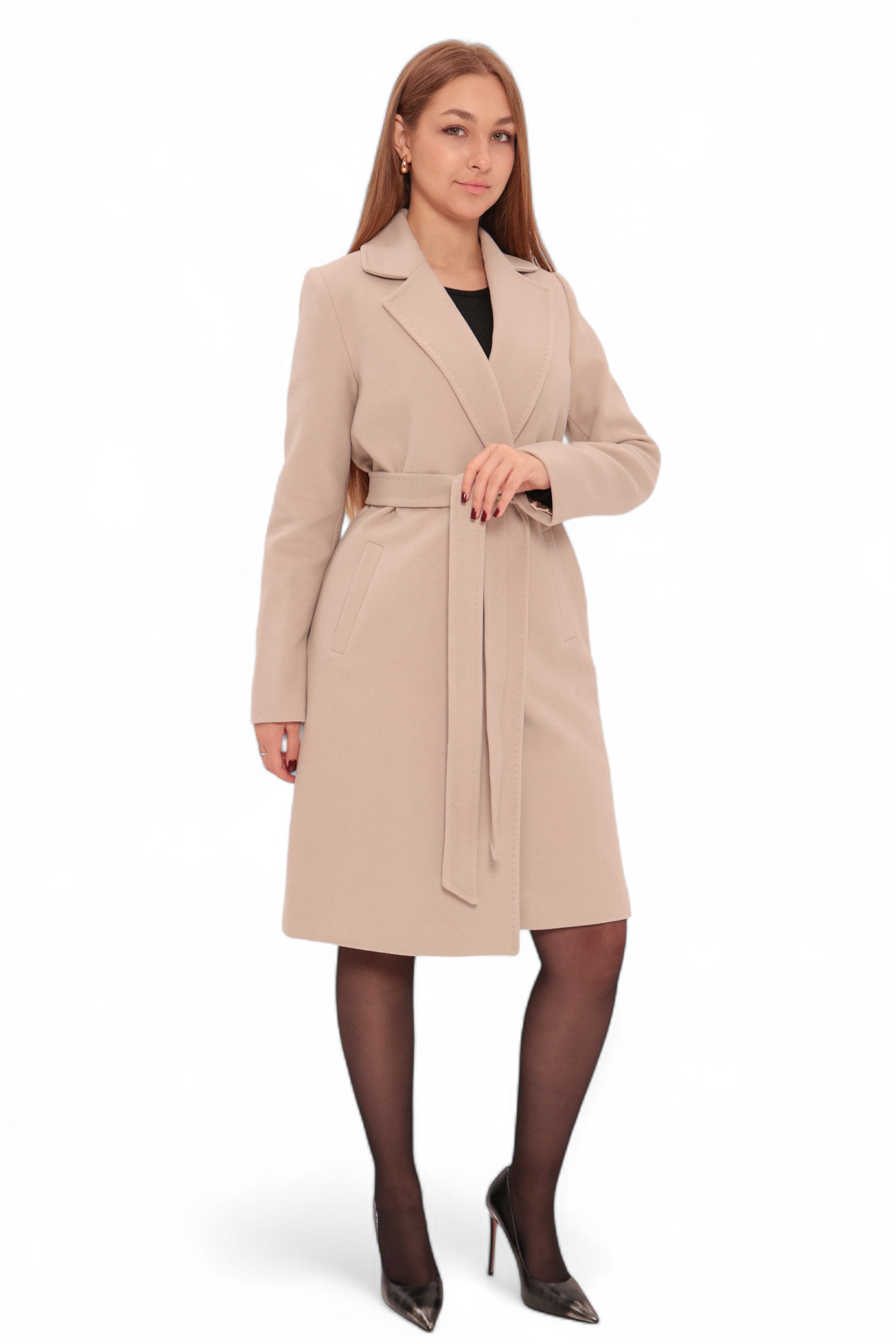 Windsor Classic Wraparound Cashmere Blend Overcoat in Beige