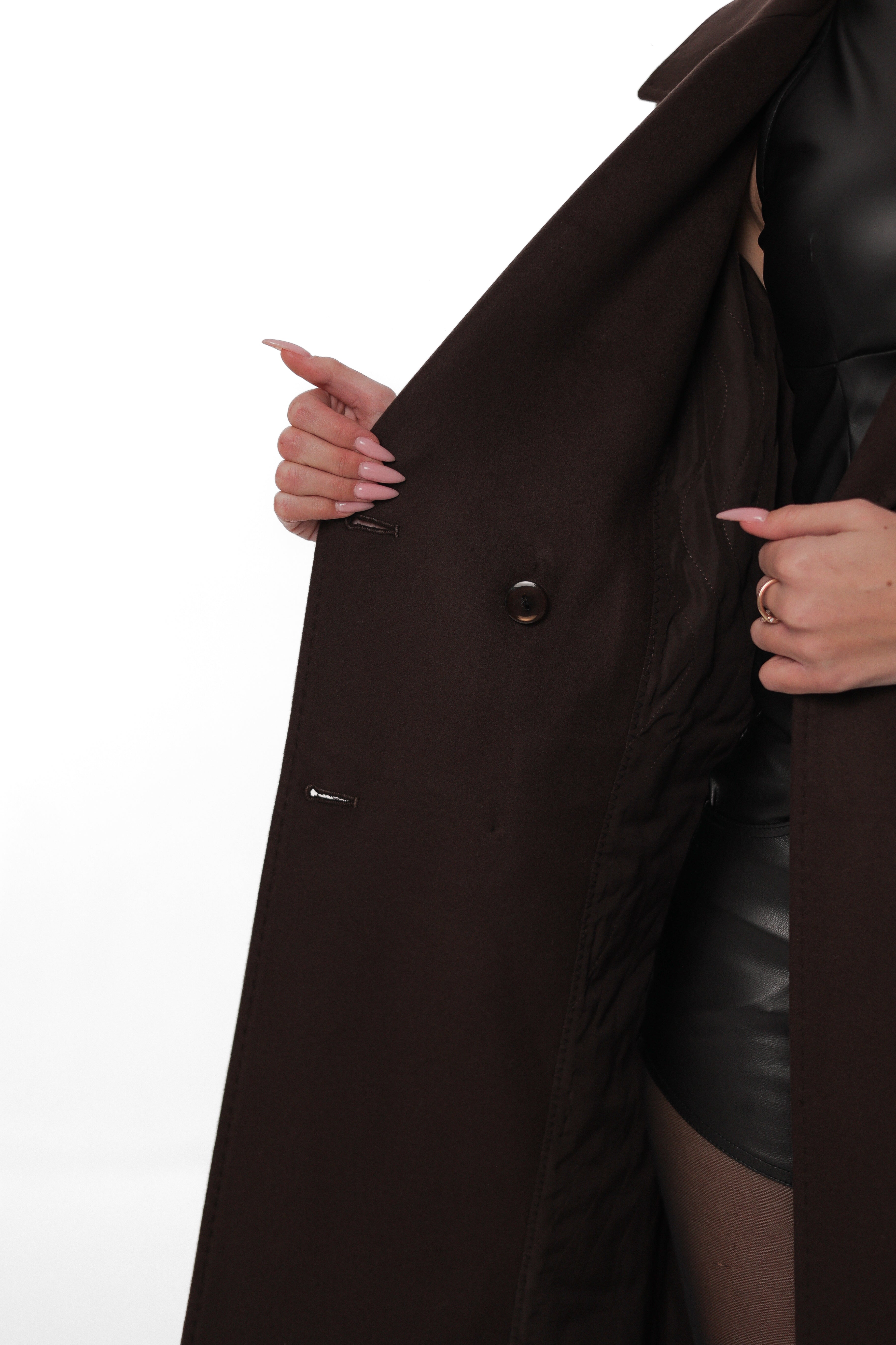 Ellis Tailored Cashmere Wool Coat in Chocolate