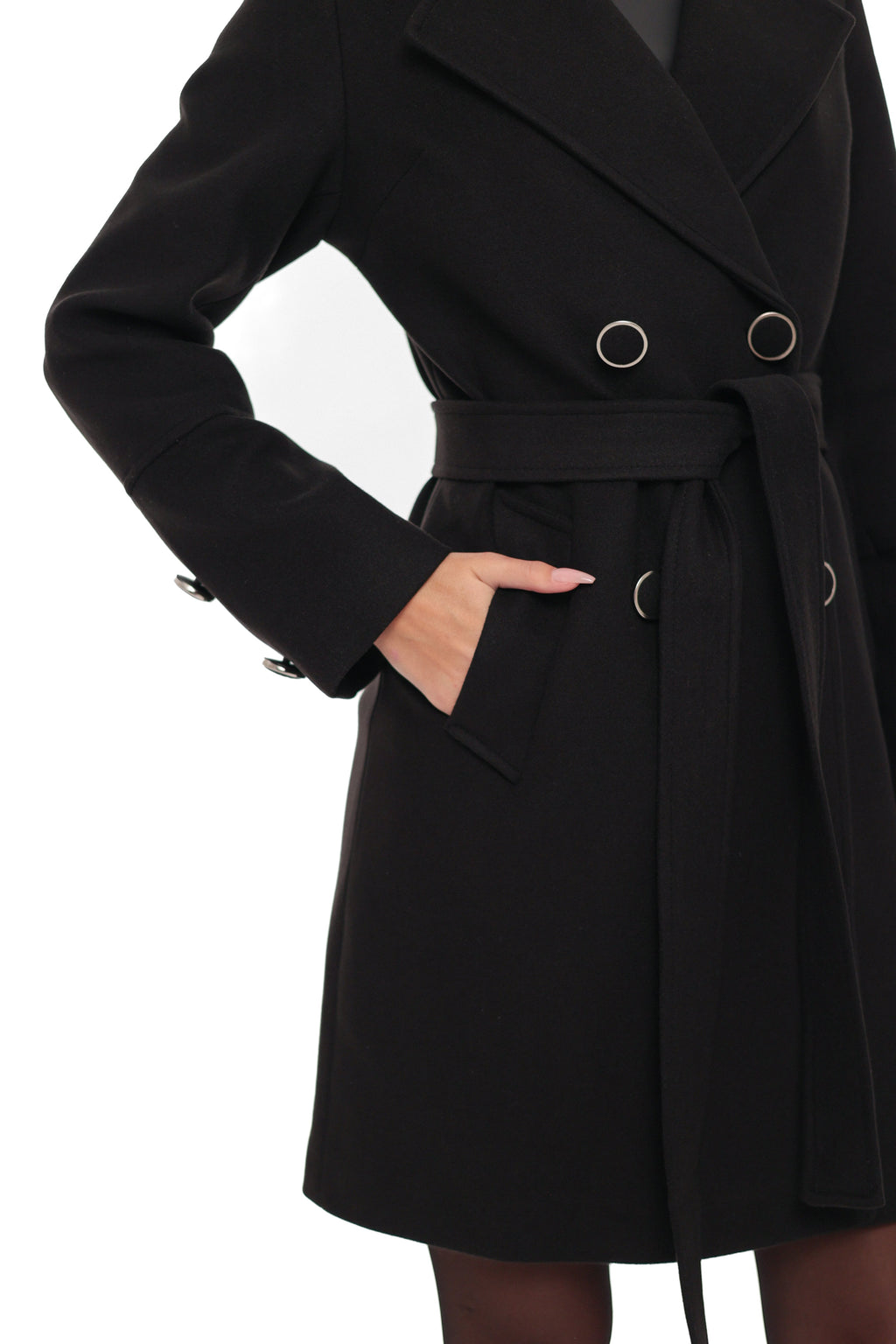 Zuri Cashmere Blend Overcoat in Black