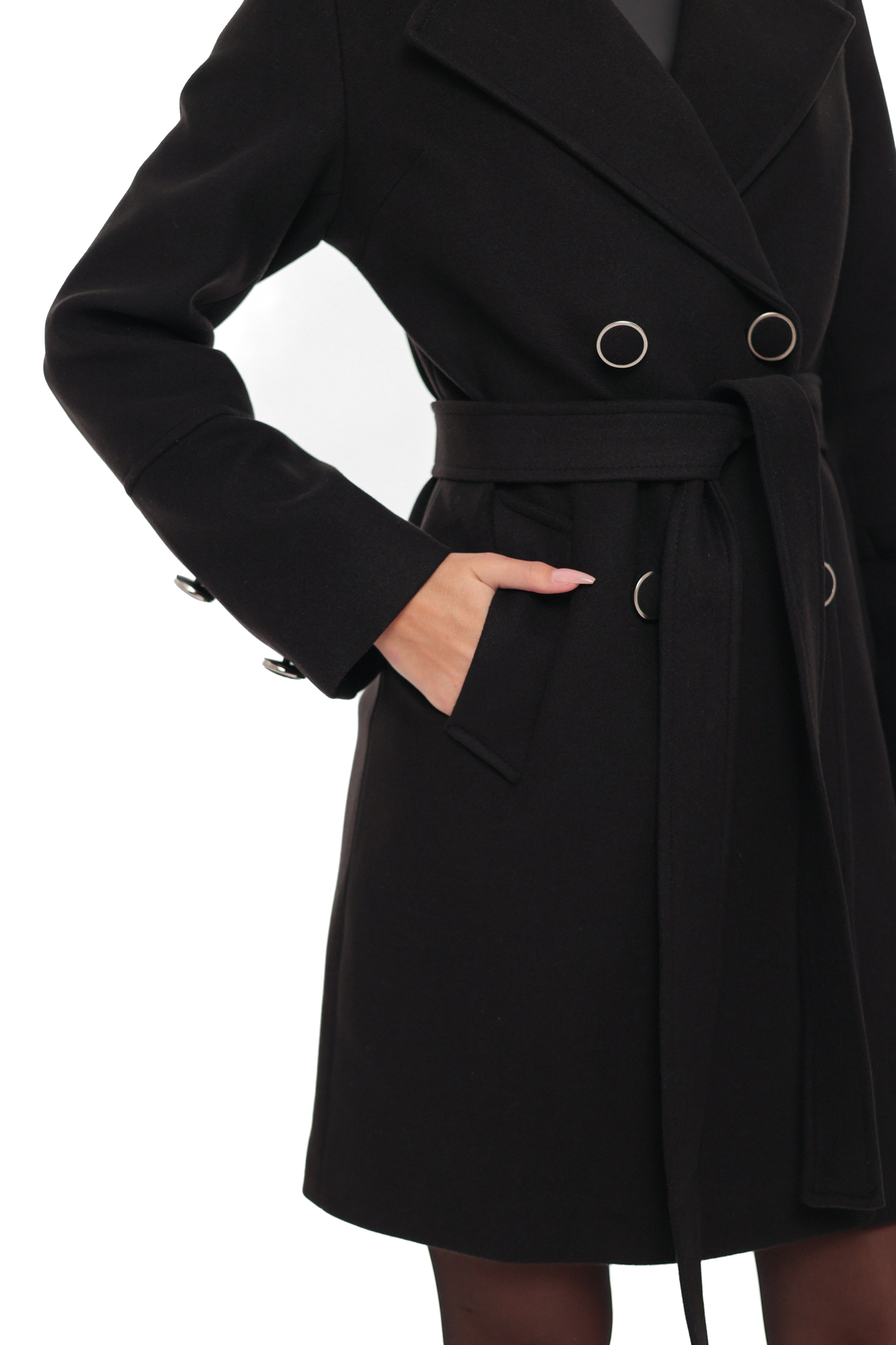 Zuri Cashmere Blend Overcoat in Black
