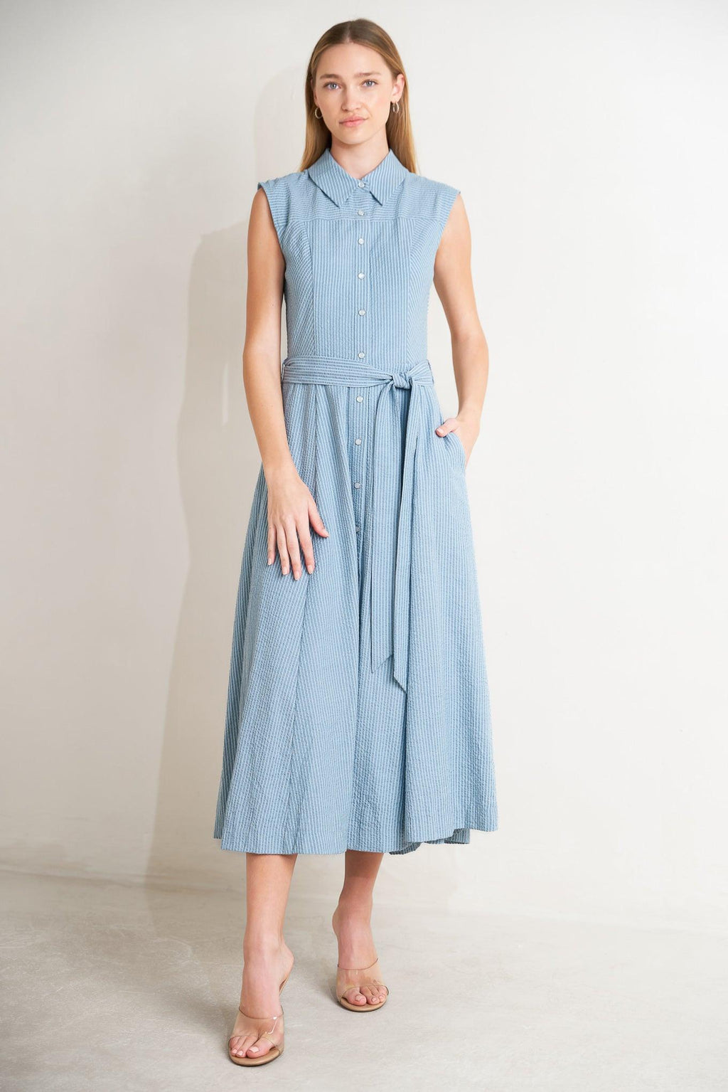 CAFE AU LAIT WOVEN MIDI DRESS
