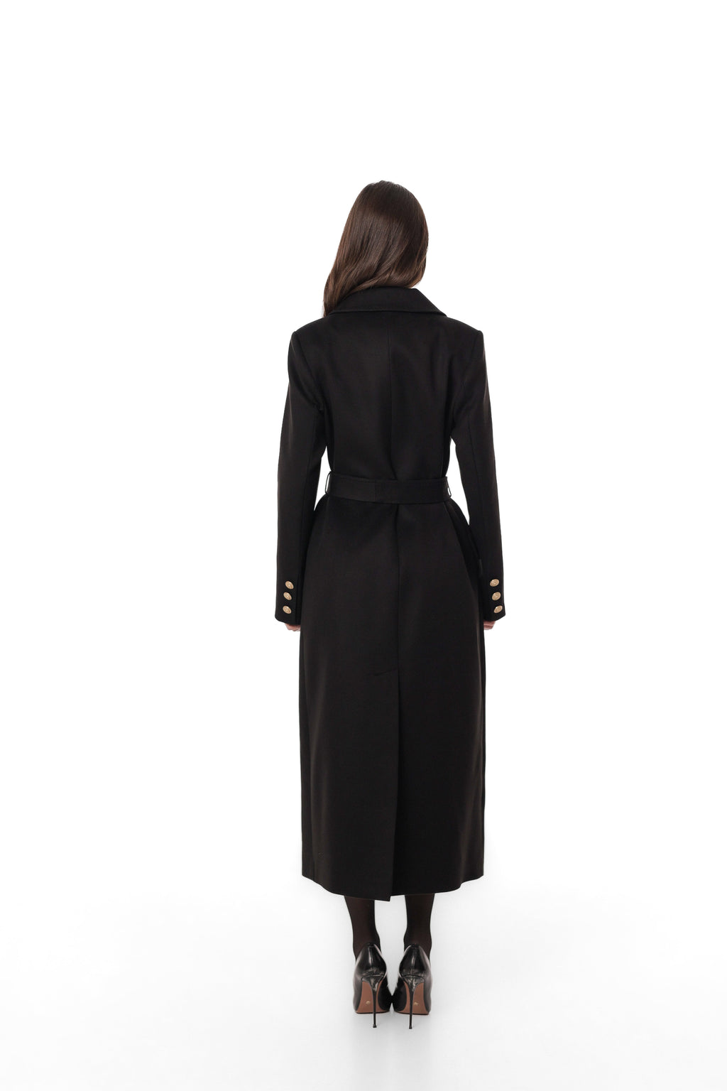 Vivian Tailored Cashmere Wool Coat in Black