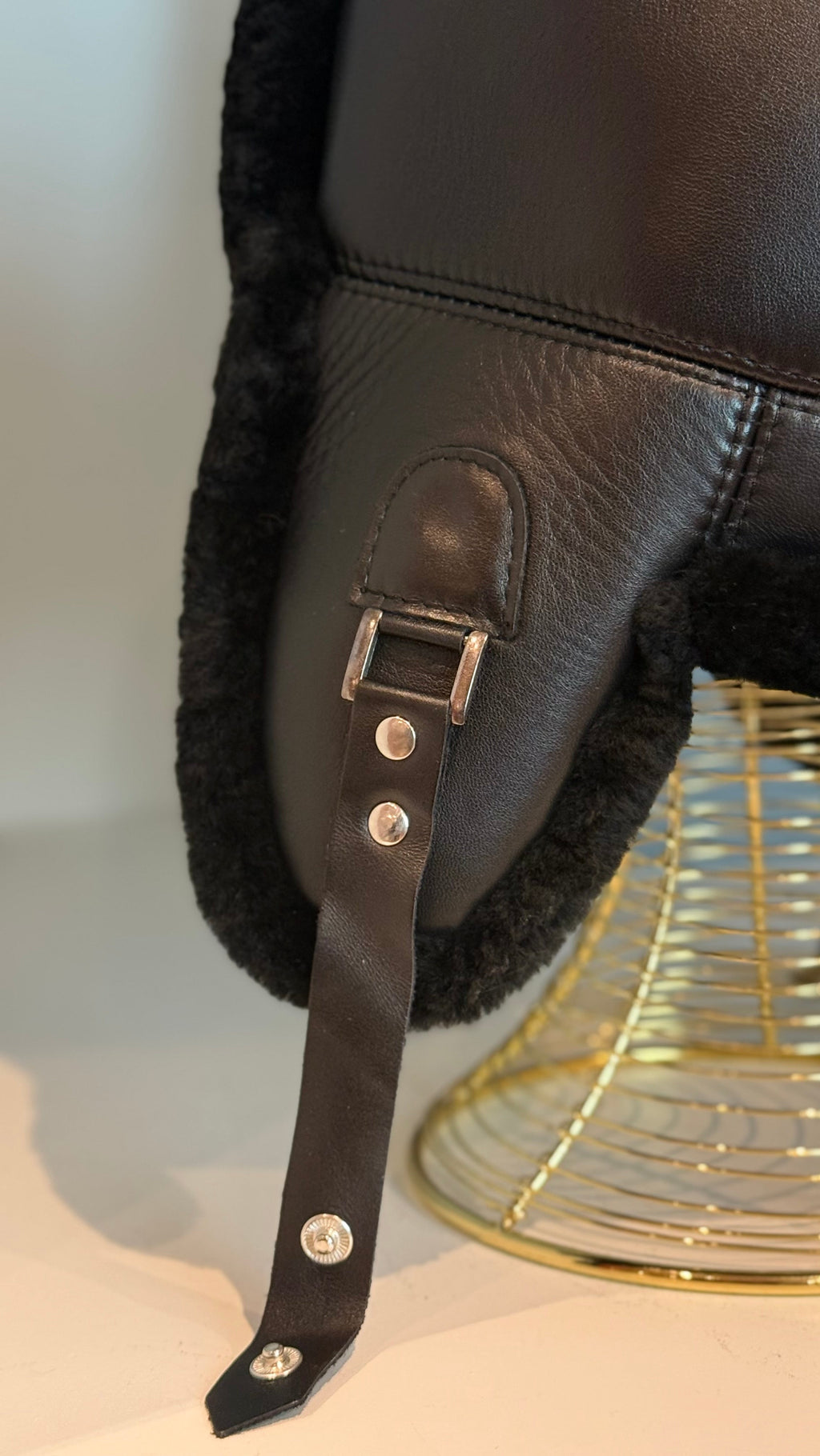 Genuine Leather Shearling Hat Unisex