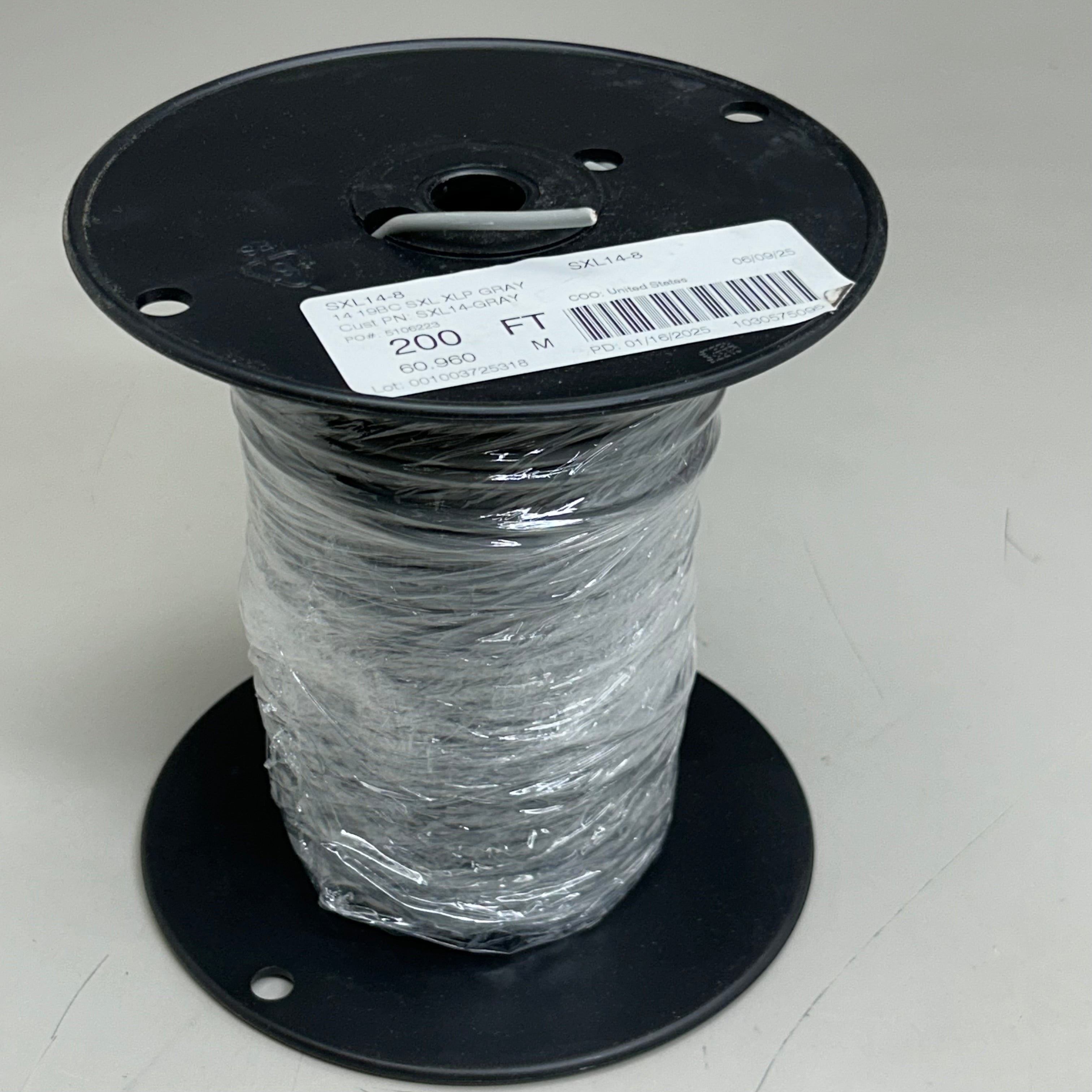 Stranded Bare Copper Encore Wire Material 200'  Grey SXL14-8