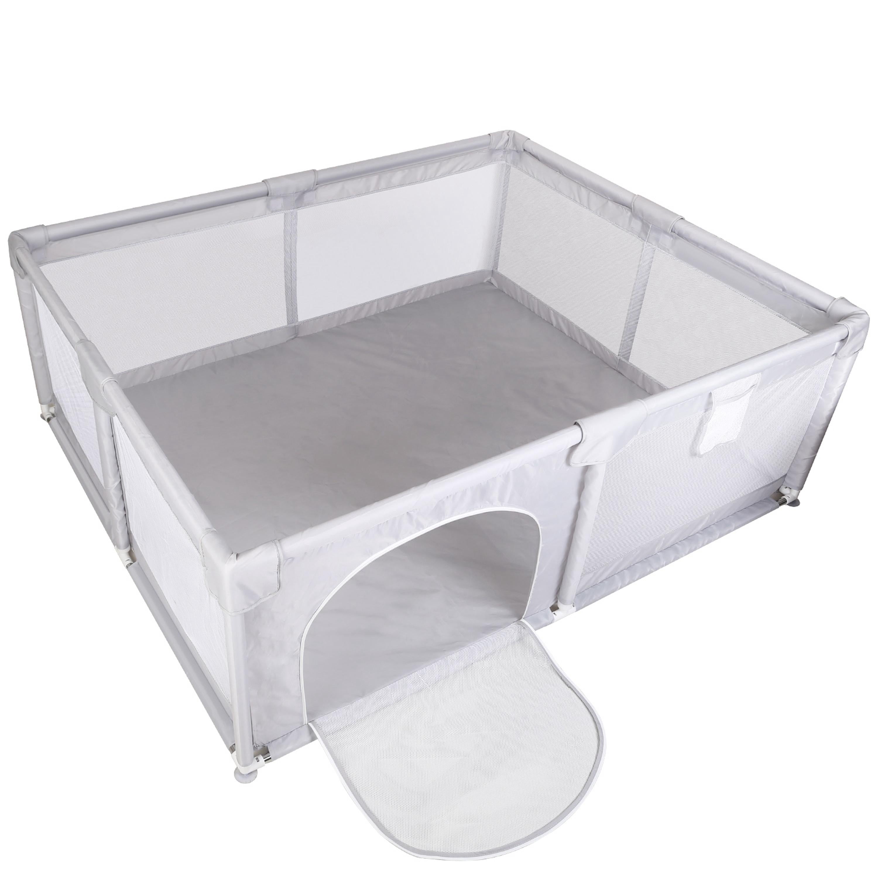 Baby Play Yard 71x59x26in Infant Play Game Child Fence Play Yards Breathable Kids Activity Center with Anti-Slip Suction Base Zipper Door for Infants