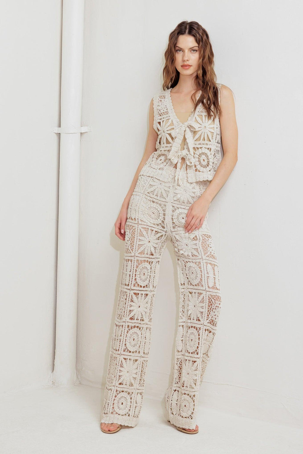 COASTAL BREEZE CROCHET VEST AND PANT SET