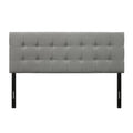 Full size Contemporary Button-Tufted Headboard in Grey Upholstered Fabric