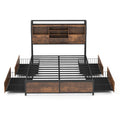Full/Queen Size Bed Frame with Bookcase Headboard and 4 Storage Drawers