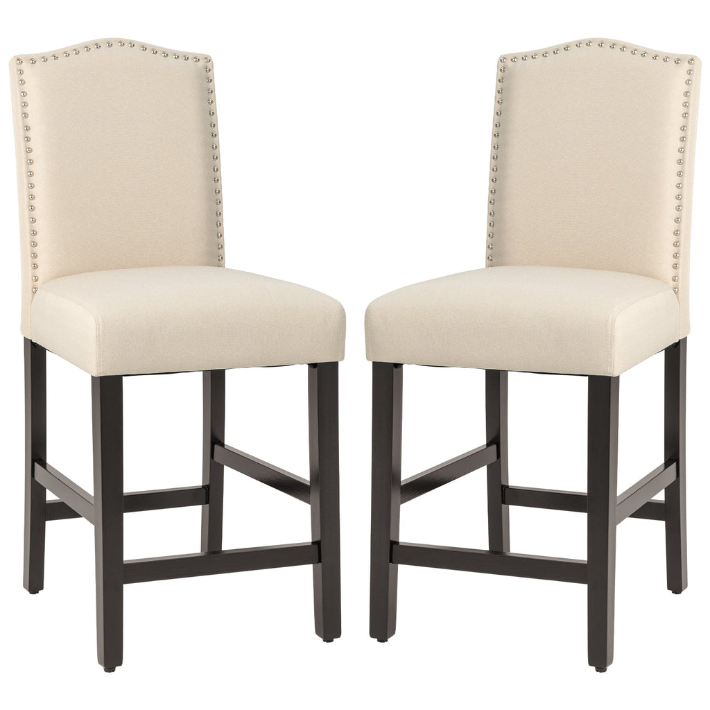 2 Pcs Fabric Nail Head Counter Height Dining Side Chairs Set