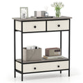 Farmhouse Console Table with Open Storage Shelf for Hallway-Gray