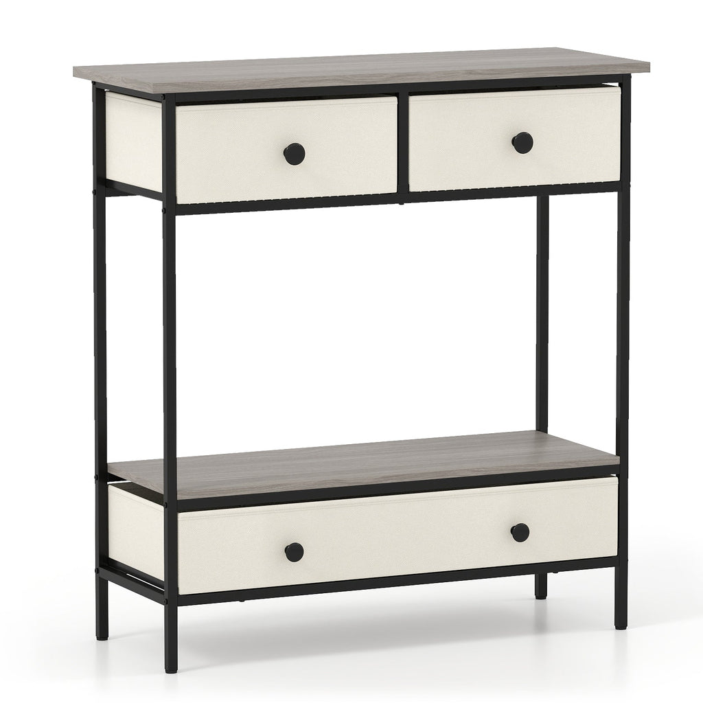 Farmhouse Console Table with Open Storage Shelf for Hallway-Gray