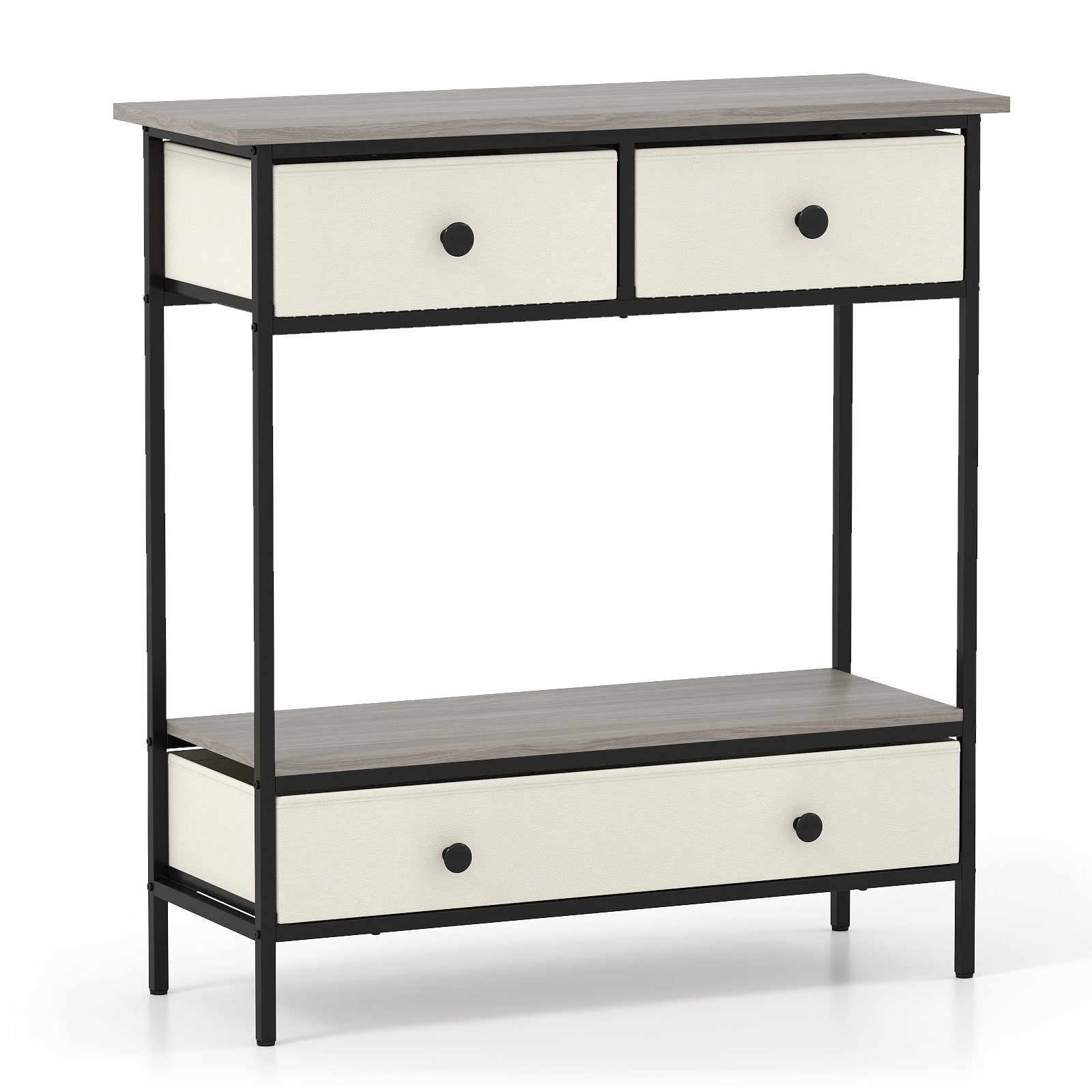 Farmhouse Console Table with Open Storage Shelf for Hallway-Gray