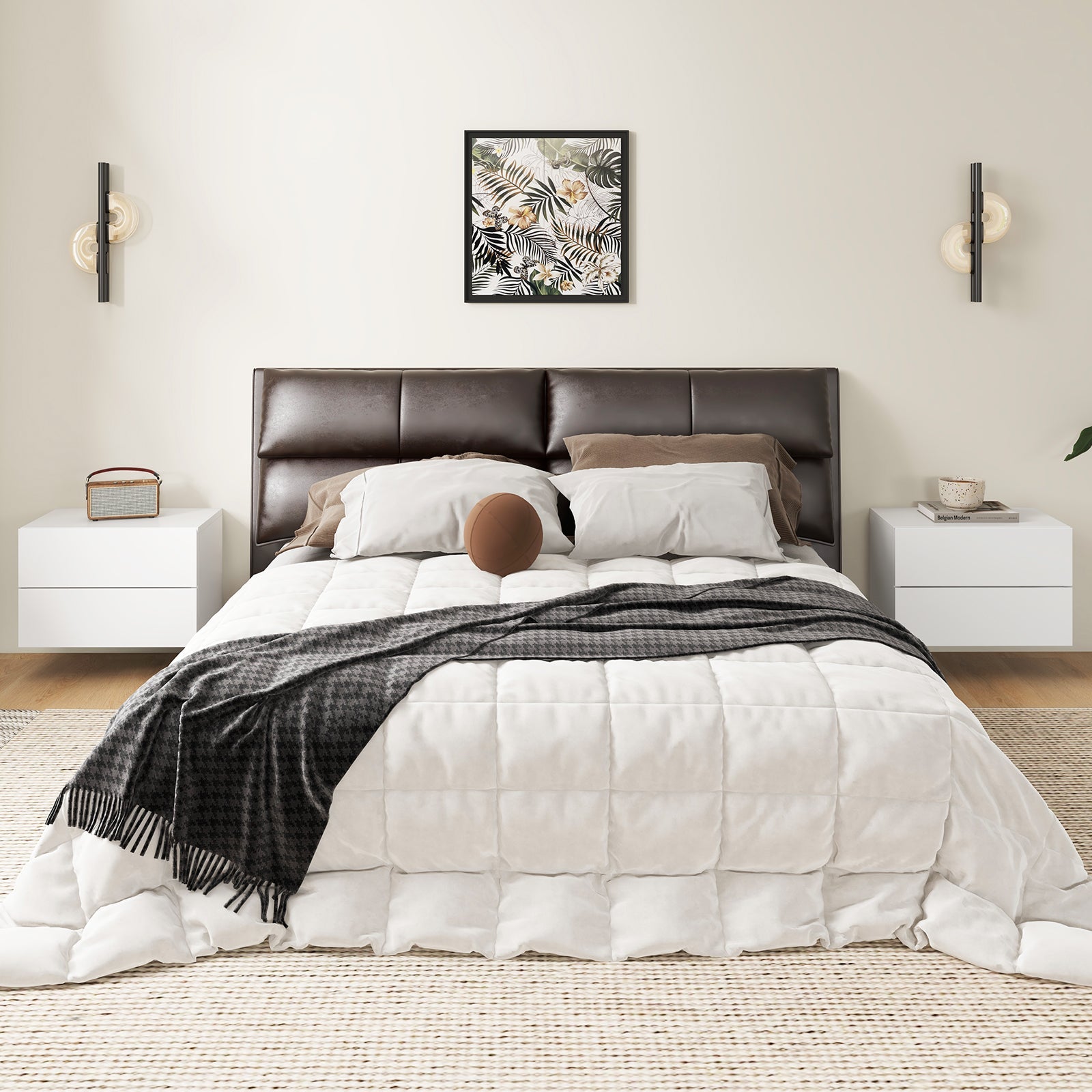 Floating Nightstand with Drawers and Storage Shelf