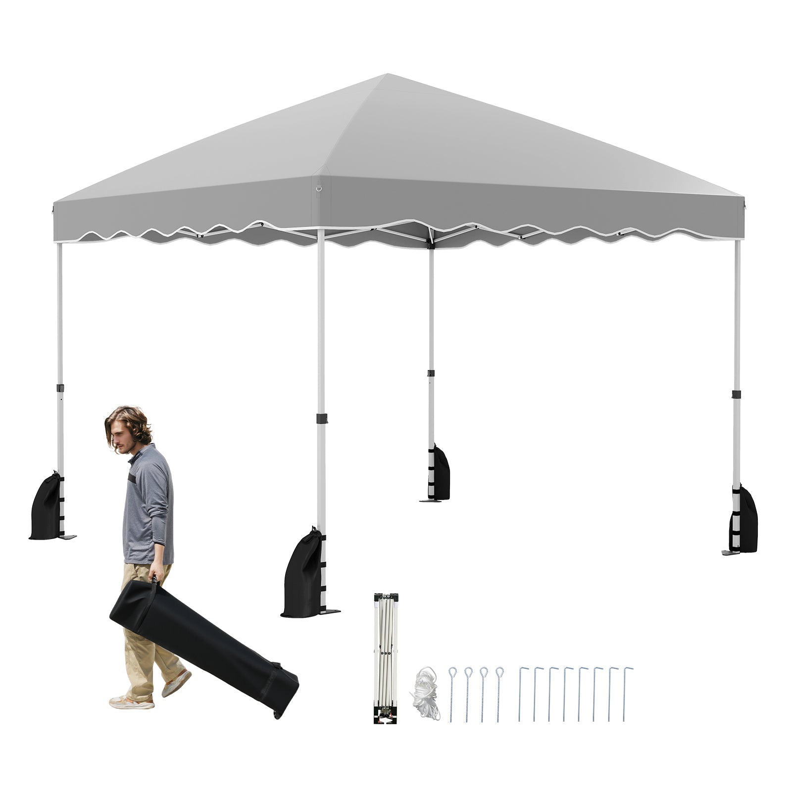 Foldable 10 X 10 Feet Pop up Canopy Tent with Wheeled Bag
