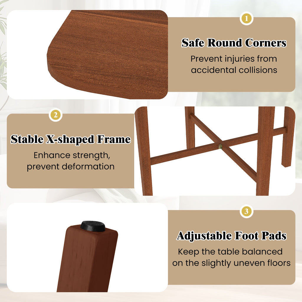 Foldable Dining Table for 2-4 People with Rubber Wood Legs for Small Space