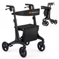 Foldable Rollator Rolling Walker with Seat for Seniors-Black