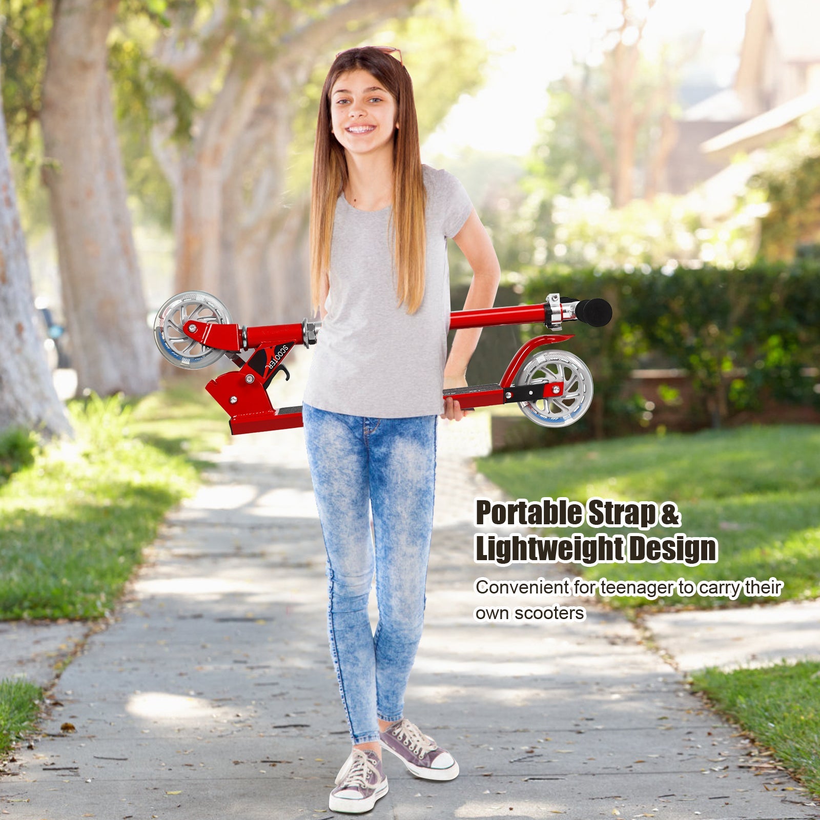 Folding Aluminum Kids Kick Scooter with LED Lights