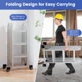 7-in-1 Folding Aluminum Ladder with Anti-Skid Pedal