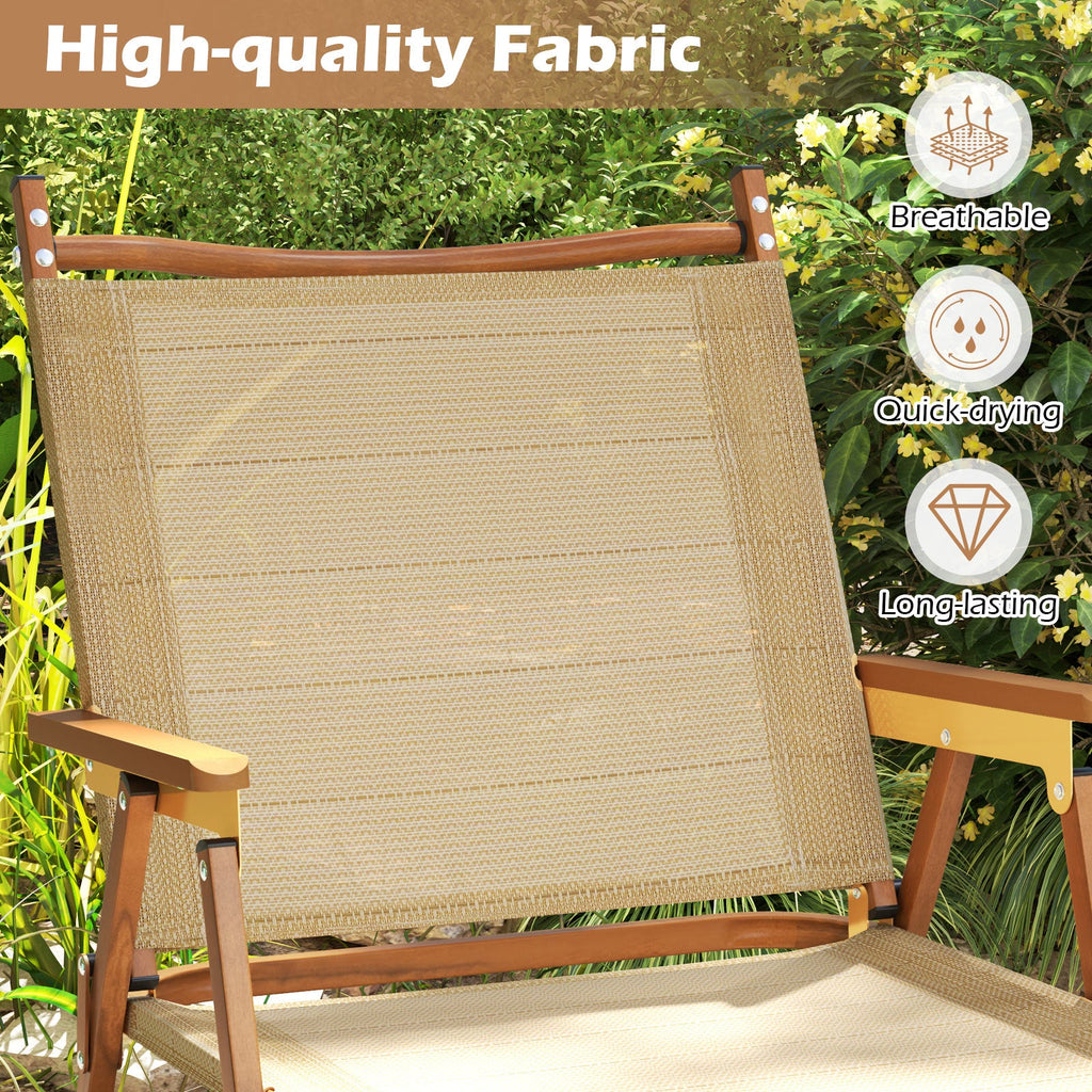 Folding Camp Chairs Set of 2 Lightweight Beach Chairs-Beige