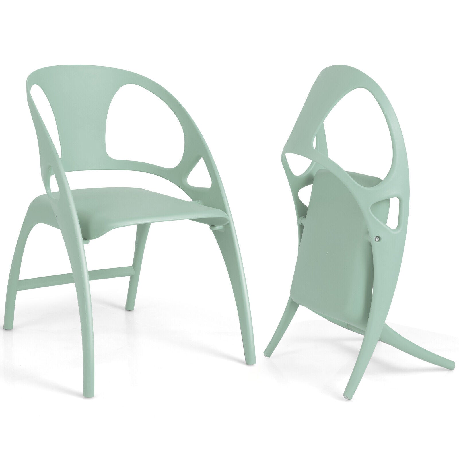 Folding Dining Chairs Set of 2 with Armrest and High Backrest