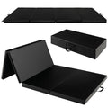 Folding Gymnastics Mat with Carry Handles and Sweatproof Detachable PU Leather Cover