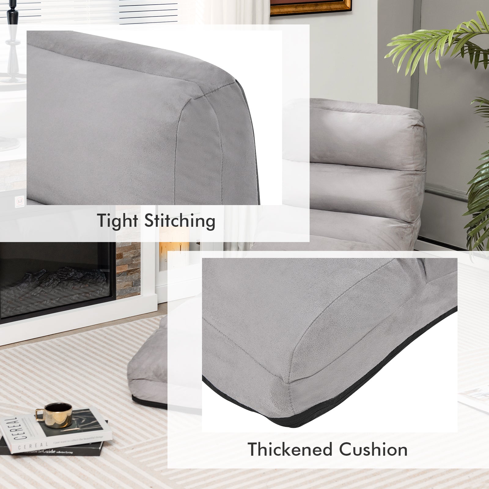 Folding Lazy Sofa Chair Stylish Sofa Couch Beds Lounge Chair W/Pillow