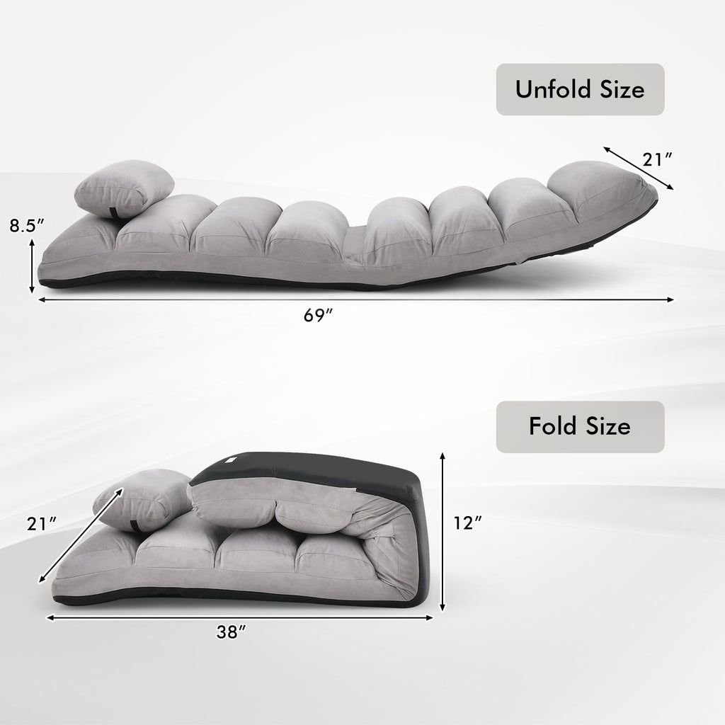 Folding Lazy Sofa Chair Stylish Sofa Couch Beds Lounge Chair W/Pillow