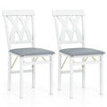 Folding Wooden Dining Chair Set of 2 Faux Leather Upholstered Kitchen Armless Chairs