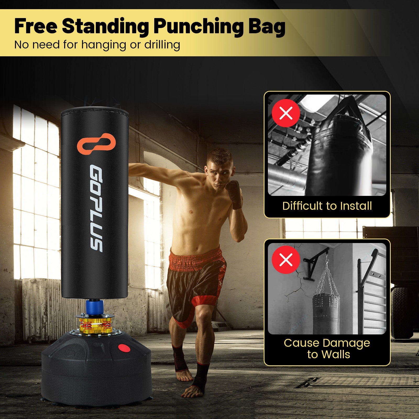 Freestanding Punching Bag Kickboxing Bag with Stand and Suction Cup Base